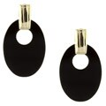 14k Yellow Gold Oval Flat Onyx Post Earrings