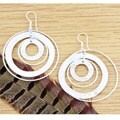 Sterling Silver Hammered Dangle Circle Earrings (Mexico)