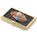 Kenneth Jay Lane Black Shell Business Card Holder