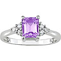 14k Gold 1/10ct TDW Diamond and Amethyst Ring