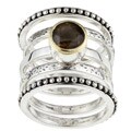 Meredith Leigh Sterling Silver/ 14k Gold Smokey Topaz Rings (Set of 5)