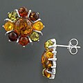 Sterling Silver Multi-colored Amber Earrings (Poland)