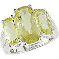 Sterling Silver Three-stone Lemon Quartz Ring