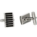 Stainless Steel Black Enamel Grille Cuff Links