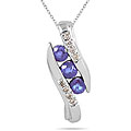 10k White Gold 3-stone Tanzanite and Diamond Pendant