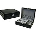 Black Leather 9-slot Watch and Ring Case