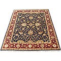 Indo Mahal Black/ Burgundy Wool Rug (8' x 10')