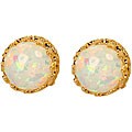 14k Yellow Gold Round Synthetic Opal Earrings