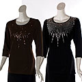 Susan Graver Sequined Long-sleeve Blouse