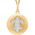 14k Yellow Gold .15ct Diamond Fleur De Lis Disc Pendant