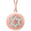 14k Rose Gold .11ct Diamond Star of David Disc Pendant