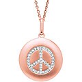 14k Rose Gold 1/6ct TDW Diamond Peace Sign Necklace