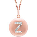 14k Rose Gold 1/20 to 1/10ct Diamond Initial Z Pendant