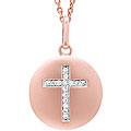 14k Rose Gold .08ct Diamond Cross Disc Pendant