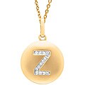 14k Yellow Gold Diamond Initial 'Z' Disc Necklace