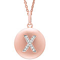 14k Rose Gold 1/20 to 1/10ct Diamond Initial X Disc Pendant