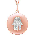 14k Rose Gold 1/5ct TDW Diamond Chamsa Disc Necklace