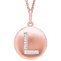 14k Rose Gold Diamond Initial 'L' Disc Necklace