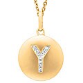 14k Yellow Gold Diamond Initial 'J' Disc Necklace