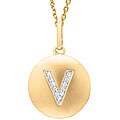14k Yellow Gold 1/10ct TDW Diamond Initial 'V' Necklace