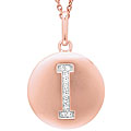 14k Rose Gold Diamond Initial 'I' Disc Necklace