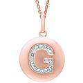 14k Rose Gold Diamond Initial 'G' Disc Necklace
