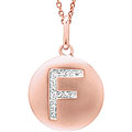 14k Rose Gold Diamond Initial 'F' Disc Necklace