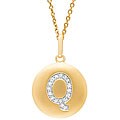 14k Yellow Gold 1/20 to 1/10ct Diamond Initial Q Disc Pendant