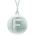 14k White Gold 1/20 to 1/10ct Diamond Initial F Disc Pendant