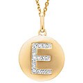 14k Yellow Gold Diamond Initial 'E' Disc Necklace