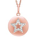 14k Rose Gold 1/10ct TDW Diamond Star Disc Necklace