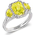 18k Gold 3 1/5ct TDW Canary Color Enhanced Diamond Halfmoon Ring (G-H, SI1)