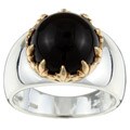 Meredith Leigh Sterling Silver and 14k Gold Onyx Cabochon Ring