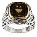 Meredith Leigh Sterling Silver and 14k Gold Olive Quartz Ring