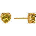 14k Yellow Gold and Peridot Heart Crown Earrings