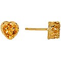 14k Yellow Gold and Citrine Heart Crown Earrings