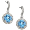 14k Gold 1/3ct TDW Blue Topaz and Diamond Earrings