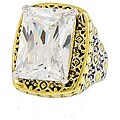 Two-tone Large Cubic Zirconia Ring
