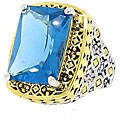Two-tone Large Light Blue Cubic Zirconia Ring