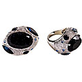 Silvertone Blue Sand Scarab Ring
