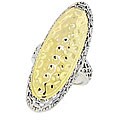 Two-tone Oblong Hammered Ring