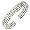 14k White Gold Overlay 3-row Rhinestone Bracelet