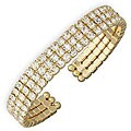 14k Yellow Gold Overlay 3-row Rhinestone Bracelet