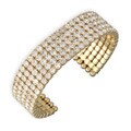 14k Yellow Gold Overlay 5-row Rhinestone Bracelet
