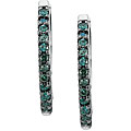 10k White Gold Blue Diamond Hoops