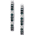 10k Gold 1/4ct TDW Blue and White Diamond Hoop Earrings