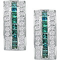 14k Gold 1 1/4ct Blue/ White Diamond Hoop Earrings (G-H, SI2)