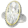 Two-tone Oblong Clear Cubic Zirconia Ring
