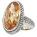 Silvertone Oblong Champagne Cubic Zirconia Ring
