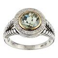 Meredith Leigh Sterling Silver/ 14k Gold Amethyst/ 1/10ct TDW Diamond Ring